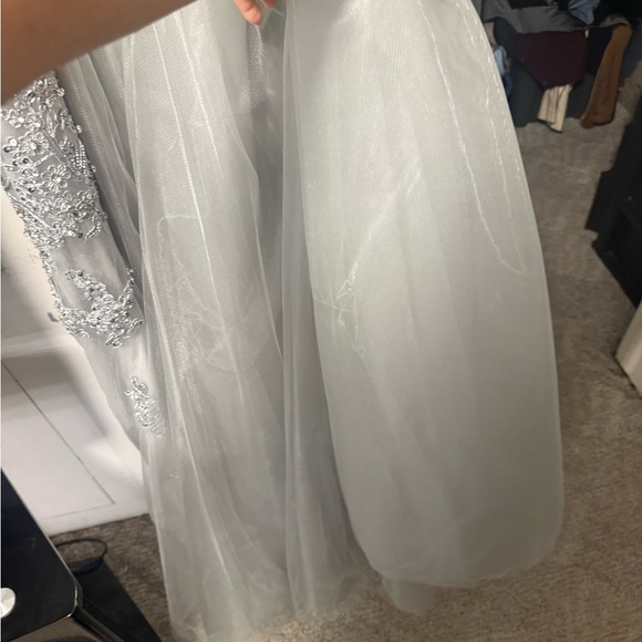 Andrea & Leo Couture
STYLE #MA103  Sz 10 Elegant Off-Shoulder Gray Evening Gown - Picture 9 of 17